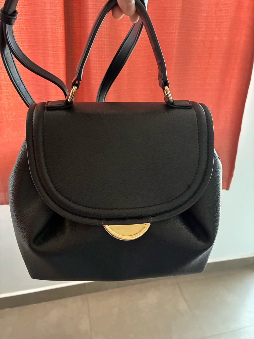 Aldo Black Shoulder Bag with Gold Accent